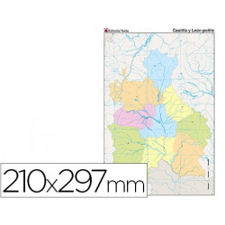 MAPA MUDO COLOR DIN A4 CASTILLA-LEON POLITICO