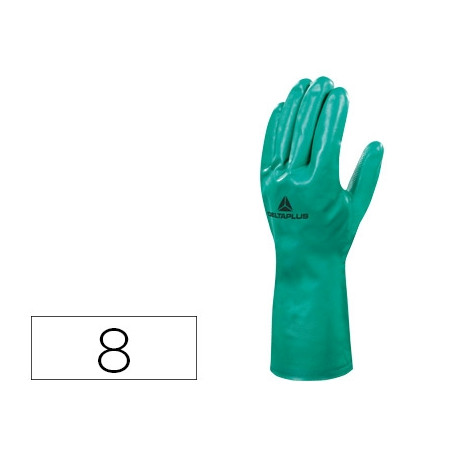 GUANTES DELTAPLUS TRATADO EN NITRILO FLOCADO DE ALGODON ESPECIAL PARA TRABAJOS CON LIQUIDOS QUIMICOS