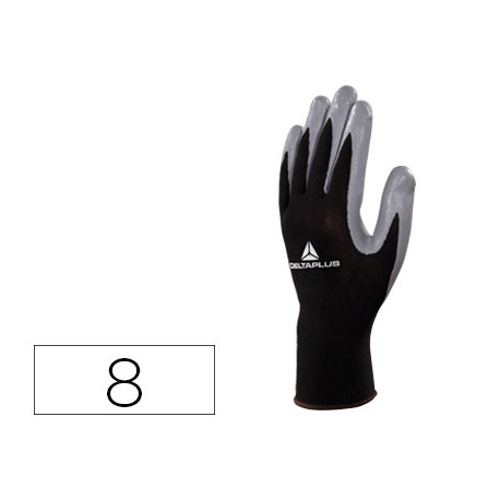 GUANTES DELTAPLUS DE PUNTO POLIESTER PALMA DE NITRILO ESPECIAL PARA MECANICA GRASAS ACEITES NEGRO-GR