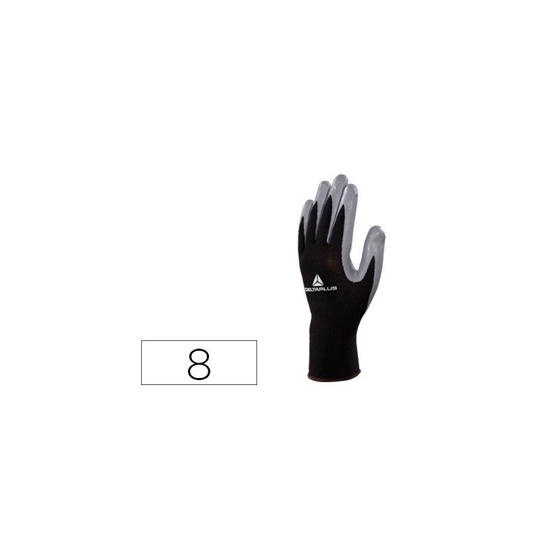 GUANTES DELTAPLUS DE PUNTO POLIESTER PALMA DE NITRILO ESPECIAL PARA MECANICA GRASAS ACEITES NEGRO-GR