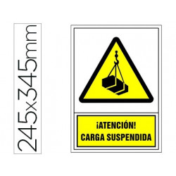 PICTOGRAMA SYSSA SEÑAL DE ADVERTENCIA ATENCION! CARGA SUSPENDIDA EN PVC 245X345 MM