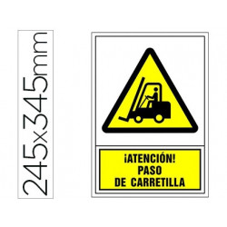 PICTOGRAMA SYSSA SEÑAL DE ADVERTENCIA ATENCION! PASO DE CARRETILLA EN PVC 245X345 MM