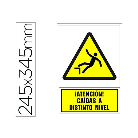 PICTOGRAMA SYSSA SEÑAL DE ADVERTENCIA ATENCION! CAIDAS A DISTINTO NIVEL EN PVC 245X345 MM
