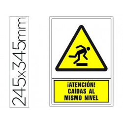 PICTOGRAMA SYSSA SEÑAL DE ADVERTENCIA ATENCION! CAIDAS AL MISMO NIVEL EN PVC 245X345 MM