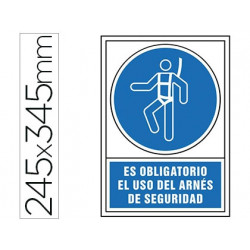 PICTOGRAMA SYSSA SEÑAL DE OBLIGACION ES OBLIGATORIO EL USO DE ARNES DE SEGURIDAD EN PVC 245X345 MM