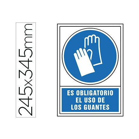 PICTOGRAMA SYSSA SEÑAL DE OBLIGACION ES OBLIGATORIO EL USO DE LOS GUANTES EN PVC 245X345 MM