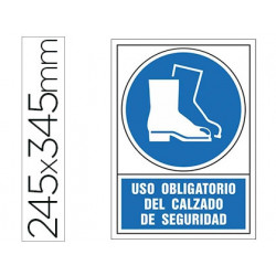 PICTOGRAMA SYSSA SEÑAL DE OBLIGACION USO OBLIGATORIO DEL CALZADO DE SEGURIDAD EN PVC 245X345 MM