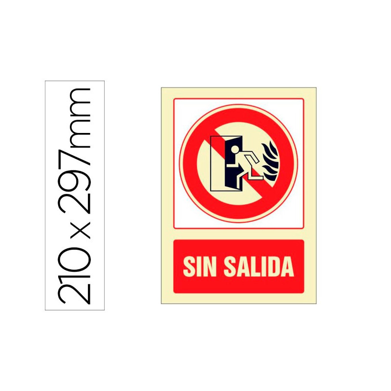 PICTOGRAMA SYSSA SEÑAL DE NO HAY SALIDA EN PVC FOTOLUMINISCENTE 210X297 MM