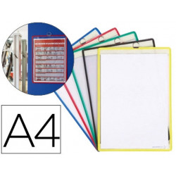 FUNDA PARA COLGAR TARIFOLD DIN A4 ANILLA METALICA IDEAL PARA PIZARRAS DE CORCHO PACK DE 5 UNIDADES C