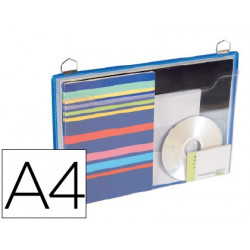 FUNDA PARA COLGAR TARIFOLD DIN A4 ANILLA METALICA FORMATO HORIZONTAL PACK DE 5 UNIDADES COLOR AZUL