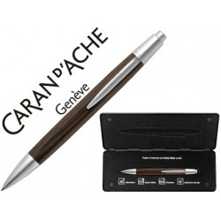 BOLIGRAFO CARAN D'ACHE ALCHEMIX CUERPO MADERA WENGE ADORNOS CROMADOS BRILLANTE CON ESTUCHE PUNTA MED