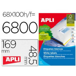 ETIQUETAS ADHESIVAS APLI 01282 TAMAÑO 48,5X16,9 MM PARA FOTOCOPIADORA LASER INK-JET CAJA DE 100H DIN