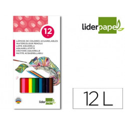 LAPICES DE COLORES ACUARELABLES LIDERPAPEL CAJA DE 12 UNIDADES COLORES SURTIDOS