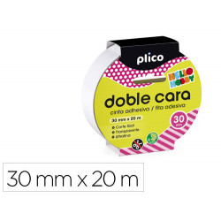 CINTA ADHESIVA PLICO DOBLE CARA 20 MT X 30 MM