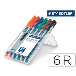 ROTULADOR STAEDTLER LUMOCOLOR RETROPROYECCION PUNTA DE FIBRA PERMANENTE 317 WP ESTUCHE 6 COLORES PUN