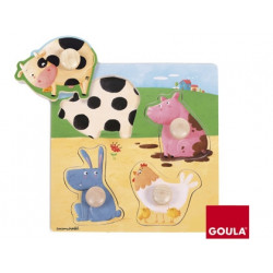 PUZZLE GOULA MADERA 4 PIEZAS ANIMALES GRANJA COLOR