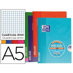 LIBRETA ESCOLAR OXFORD TAPA FLEXIBLE OPTIK PAPER OPENFLEX 48 HOJAS 90 GR DIN A5 CUADRO 4 MM COLORES 