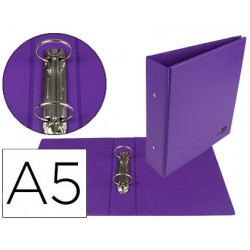 CARPETA DE 2 ANILLAS 40 MM REDONDAS LIDERPAPEL A5 CARTON FORRADO PVC VIOLETA