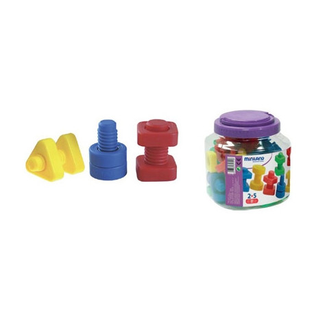 JUEGO MINILAND TORNILLOS Y TUERCAS PLASTICO 48 UNIDADES