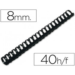 CANUTILLO Q-CONNECT REDONDO 8 MM PLASTICO NEGRO -CAPACIDAD 40 HOJAS