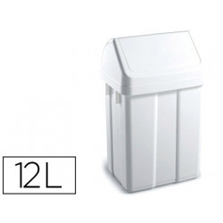 PAPELERA CONTENEDOR TTS PLASTICO CON TAPADERA MAX 12 LITROS BLANCA 400X230X200 MM