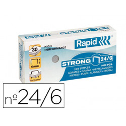 GRAPAS RAPID N 24/6 STRONG GALVANIZADAS CAJA DE 1000 UNIDADES