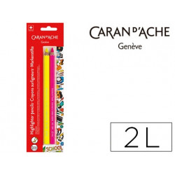 LAPICES FLUORESCENTE CARAN D'ACHE LINEA ESCOLAR MAXI FSC BLISTER 1 AMARILLO Y 1 ROSA