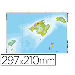 MAPA MUDO COLOR DIN A4 ISLAS BALEARES FISICO