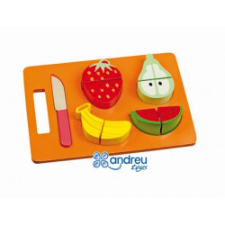 JUEGO ANDREUTOYS BANDEJA FRUTAS PARA CORTAR 21,4X15X3 CM