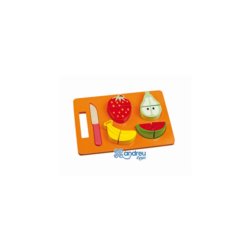 JUEGO ANDREUTOYS BANDEJA FRUTAS PARA CORTAR 21,4X15X3 CM