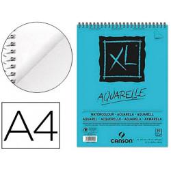 BLOC DIBUJO ACUARELA CANSON XL AQUARELLE GRANO FINO DIN A4 MICROPERFORADO ESPIRAL 21X29,7 CM 30 HOJA