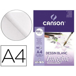 BLOC DIBUJO MULTITECNICAS CANSON IMAGINE DIN A4 ENCOLADO LISO 21X29,7 CM 50 HOJAS 200 GR/M2