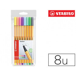 ROTULADOR STABILO PUNTA DE FIBRA POINT 88 ESTUCHE DE 8 COLORES SURTIDOS PASTEL