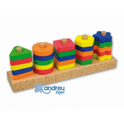 JUEGO ANDREUTOYS MANIPULACION 25 PIEZAS GEOMETRICAS + 12 PLANTILLAS DOBLE CARA 32,8X19,2X7,1 CM