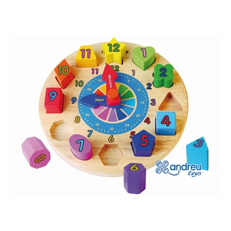 PUZZLE ANDREUTOYS RELOJ MADERA FIGURAS GEOMETRICAS 22X4 CM