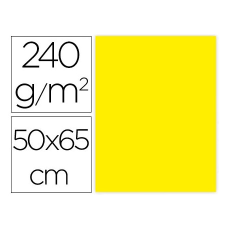 CARTULINA LIDERPAPEL 50X65 CM 240G/M2 AMARILLO LIMON PAQUETE DE 25 HOJAS