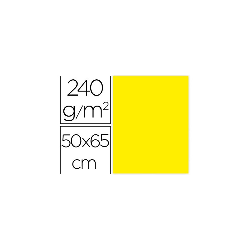 CARTULINA LIDERPAPEL 50X65 CM 240G/M2 AMARILLO LIMON PAQUETE DE 25 HOJAS