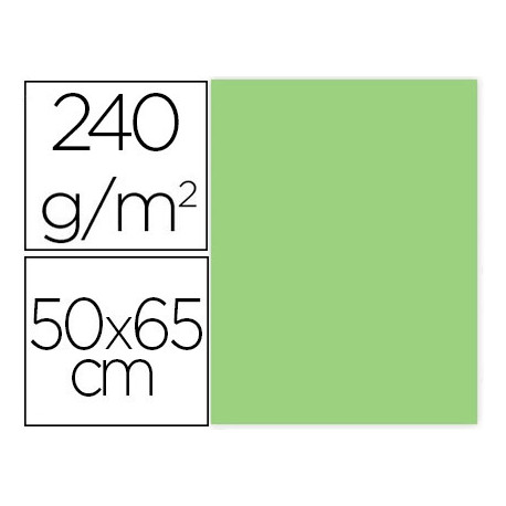 CARTULINA LIDERPAPEL 50X65 CM 240G/M2 VERDE NAVIDAD PAQUETE DE 25 HOJAS