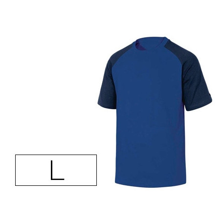 CAMISETA DE ALGODON DELTAPLUS COLOR AZUL/NEGRO TALLA L