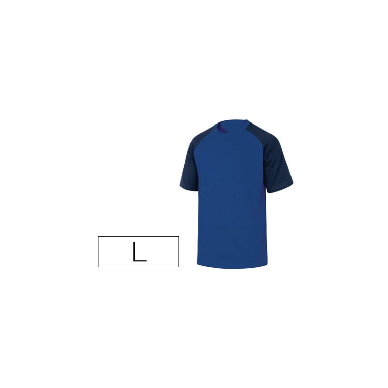 CAMISETA DE ALGODON DELTAPLUS COLOR AZUL/NEGRO TALLA L