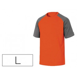 CAMISETA DE ALGODON DELTAPLUS COLOR GRIS/NARANJA TALLA L