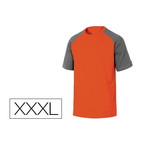 CAMISETA DE ALGODON DELTAPLUS COLOR GRIS/NARANJA TALLA 3XL