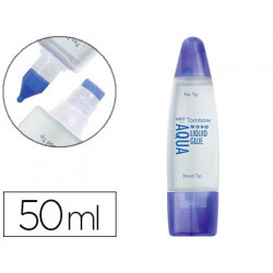 PEGAMENTO COLA LIQUIDA TOMBOW TRANSPARENTE AQUA PERMANENTE CON 2 PUNTAS BOTE DE 50 ML