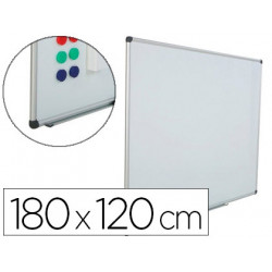 PIZARRA BLANCA ROCADA ACERO VITRIFICADO MAGNETICO MARCO ALUMINIO Y CANTONERAS PVC 180X120 CM INCLUYE