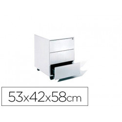 CAJONERA METALICA ROCADA CON TRES CAJONES SERIE STORE 58X40X59,5 CM ACABADO AC13 BLANCO/BLANCO