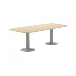 MESA DE REUNION ROCADA MEETING 3003AT04 ESTRUCTURA COLUMNA DOBLE ACERO GRIS TABLERO MADERA BLANCO