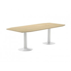 MESA DE REUNION ROCADA MEETING 3003ATW01 ESTRUCTURA COLUMNA DOBLE ACERO BLANCO TABLERO MADERA HAYA