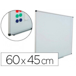 PIZARRA BLANCA ROCADA ACERO VITRIFICADO MAGNETICO MARCO ALUMINIO Y CANTONERAS PVC 60X45 CM INCLUYE B