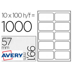 ETIQUETA ADHESIVA AVERY BLANCA TAMAÐO 99,1X57 MM INKJET LASER COPIADORA CAJA DE 1000 UNIDADES