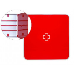 BOTIQUIN PAPERFLOW PLASTICO 3 ESTANTES PARA MEDICINAS 320X70X320 MM ROJO